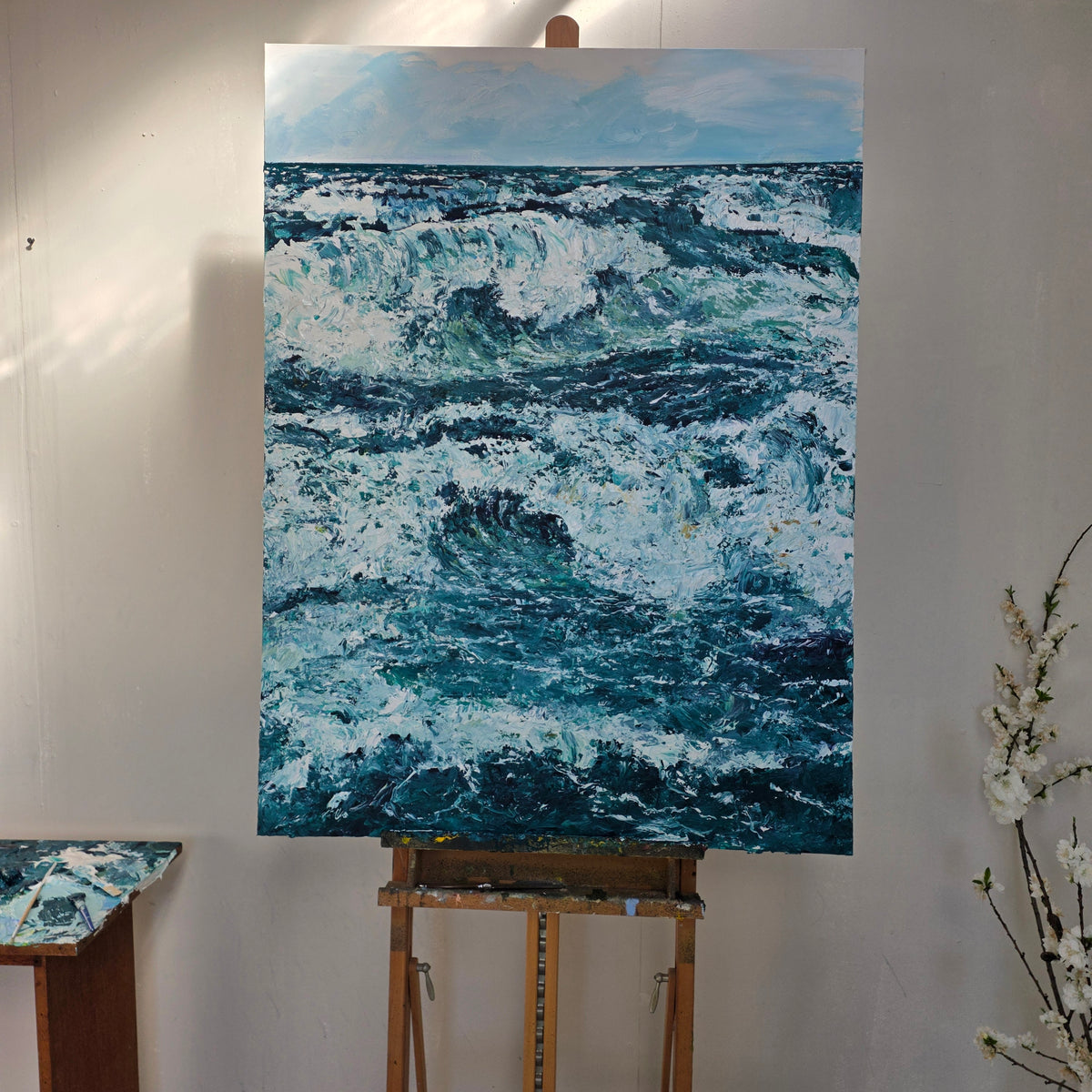 Original Impressionistic Oceanscape Painting. Acrylic on Canvas by Agnes Bruck. 90cm x 120cm.